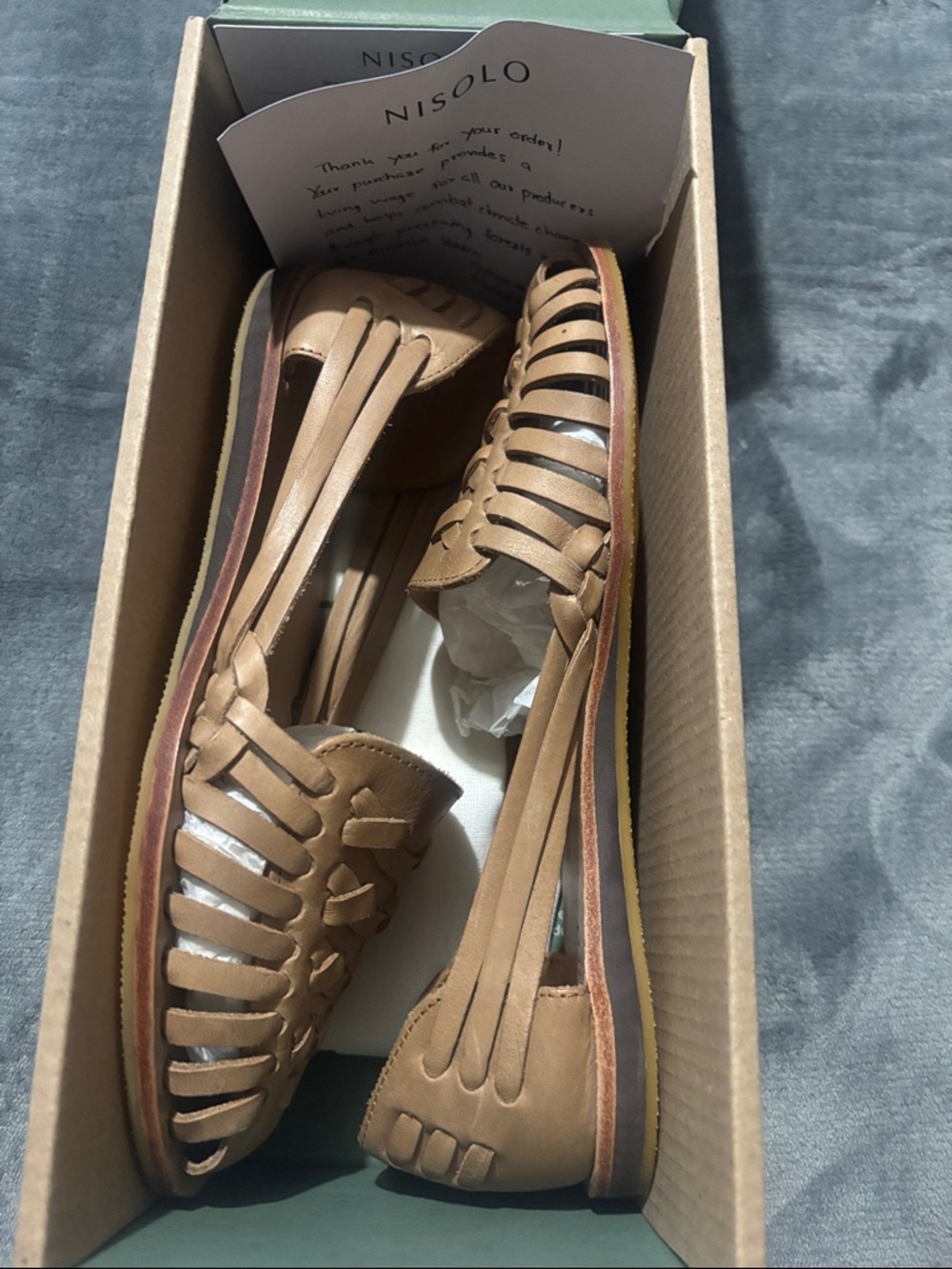 Nisolo Tan Woven Leather Slip-On Sandals - Picture 5 of 7